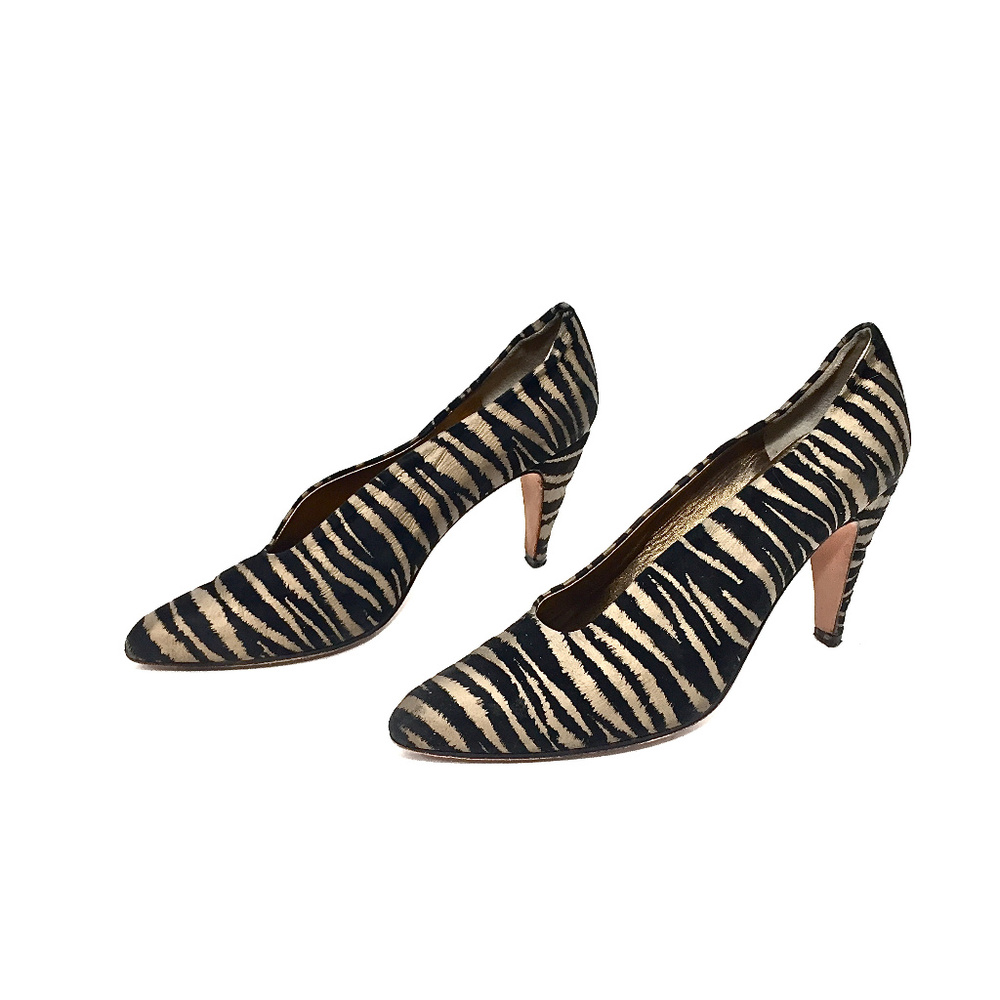 Vintage Via Spiga Suede Tiger Striped Heels 7.5 - Picture 4 of 8
